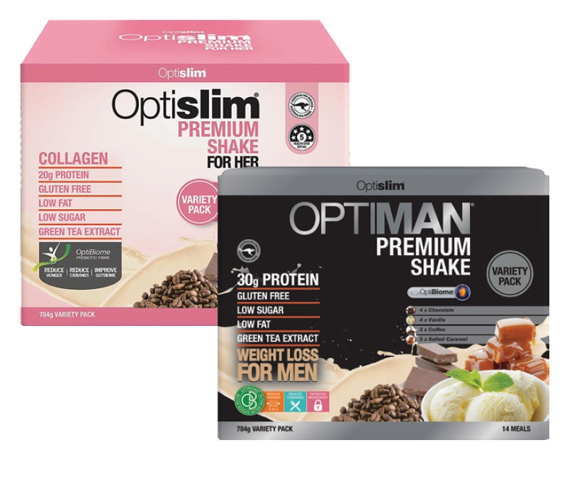 Optislim For Her or Optiman Premium Shake Variety Pack 14 x 56g