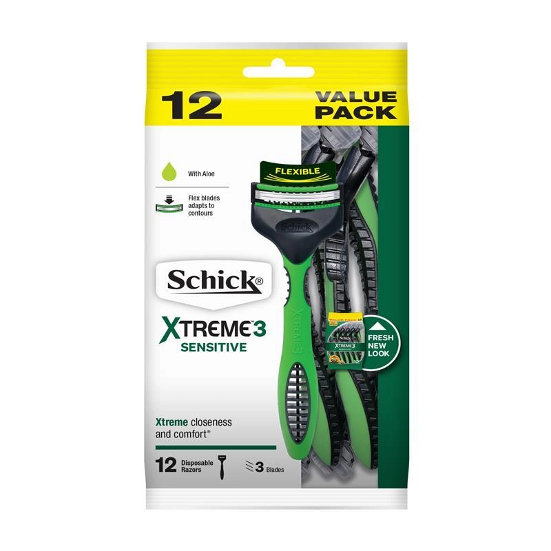 Schick Xtreme 3 Disposable Razors Sensitive Men 12 Pack