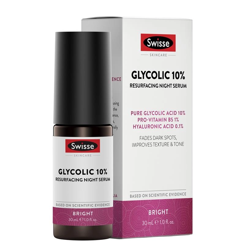 Swisse Skincare Glycolic 10% Resurfacing Night Serum 30ml