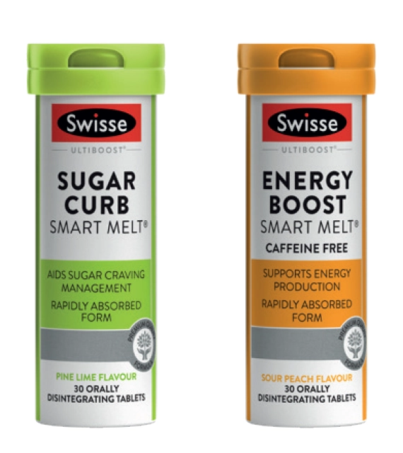 Swisse Ultiboost Sugar Curb or Energy Boost Smart Melt 30 Tablets