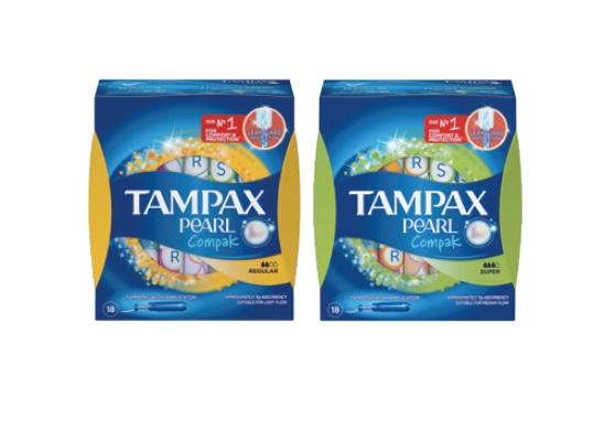 Tampax Compak Pearl Regular or Super 18 Pack