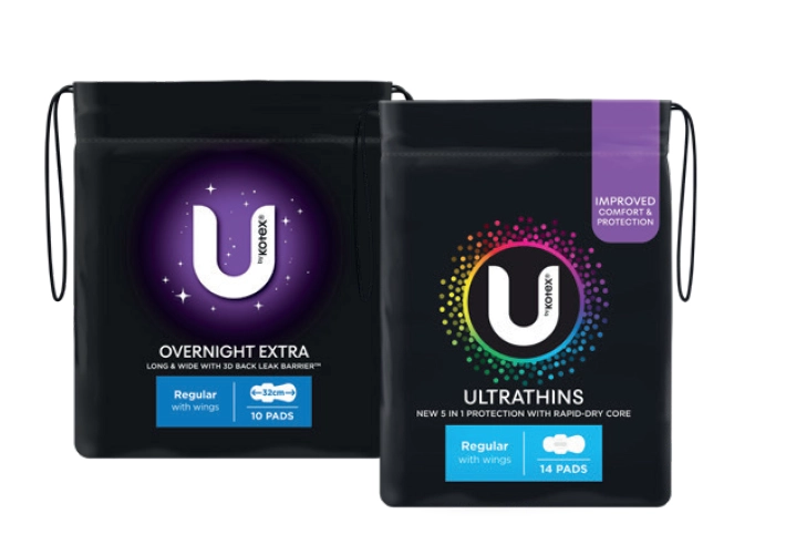 U by Kotex Pads Overnight Regular With Wings Pads 10 Pack or Ultrathins 14 Regular Wings