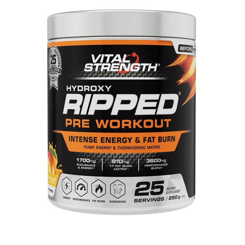 Vital Strength Ripped Pre Workout Mango Lemonade 250g