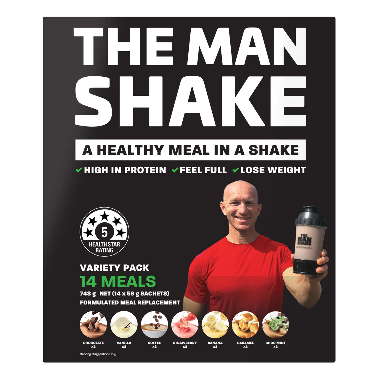 The Man Shake Meal Replacement Variety Pack 14 Meals