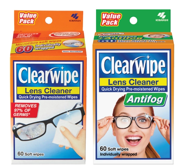 Clearwipe Lens Cleaner 60 Wipes or Lens Cleaner With Antifog 60 Wipes