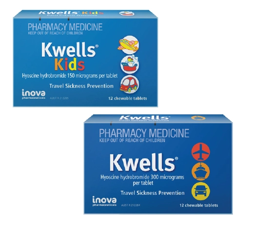 Kwells Kids Travel Sickness Prevention 12 Chewable Tablets or Adult 12 Chewable Tablets