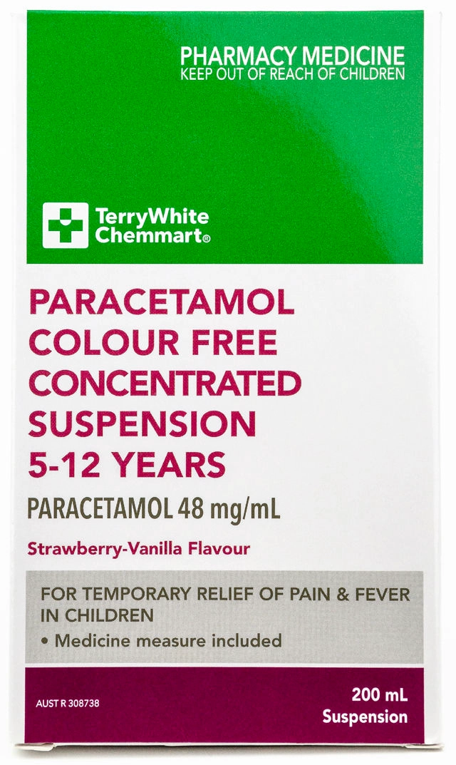 TerryWhite Chemmart Paracetamol Colour Free Suspension 5-12 Years 200ml