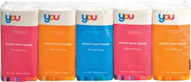 You Pocket Tissues 3 Ply 10 Pack