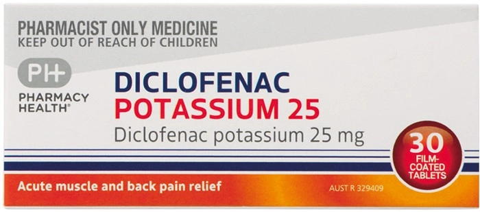 Pharmacy Health Diclofenac Potassium 25mg 30 Tablets