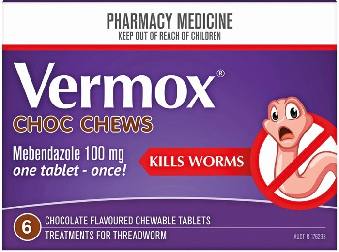 Vermox Choc Chews 6 Chewable Tablets