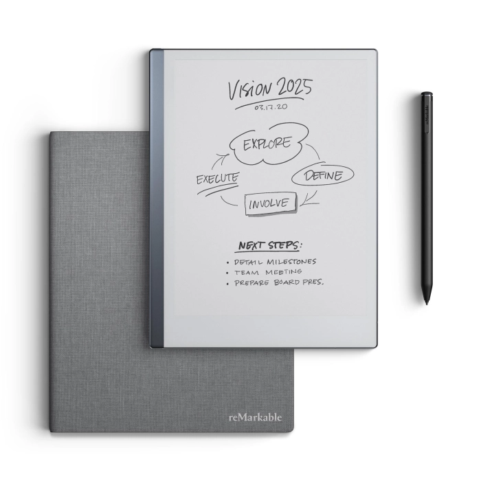 reMarkable 2 10.3" Paper Tablet with Marker Plus and Polymer Weave Book Folio (Grey)