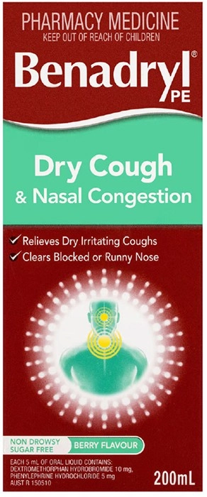 Benadryl Dry Cough & Nasal Congestion Liquid 200ml