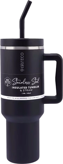 Ever Eco Insulated Tumbler and Straw Onyx 1.18L