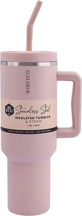 Ever Eco Insulated Tumbler and Straw Rose 1.18L