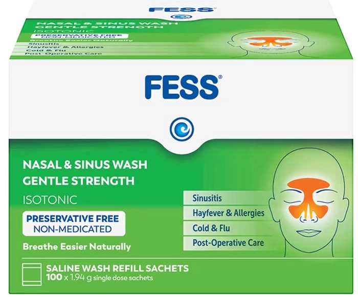 Fess Nasal & Sinus Wash Refills Gentle Strength 100 Sachets