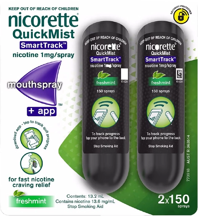 Nicorette Quit Smoking Quickmist Nicotine Mouthspray Fresh Mint 2 Pack