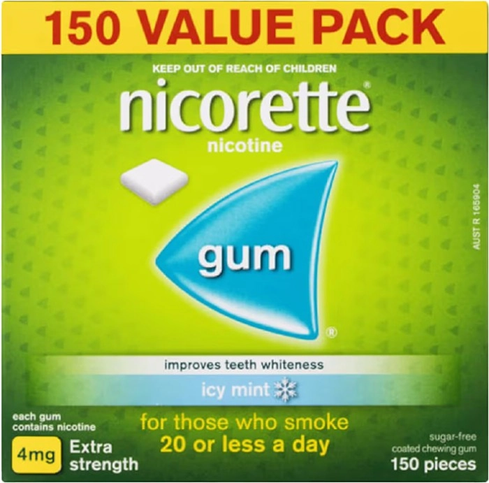 Nicorette Smoking Nicotine Gum 4mg Icy Mint 150 Pieces Value Pack