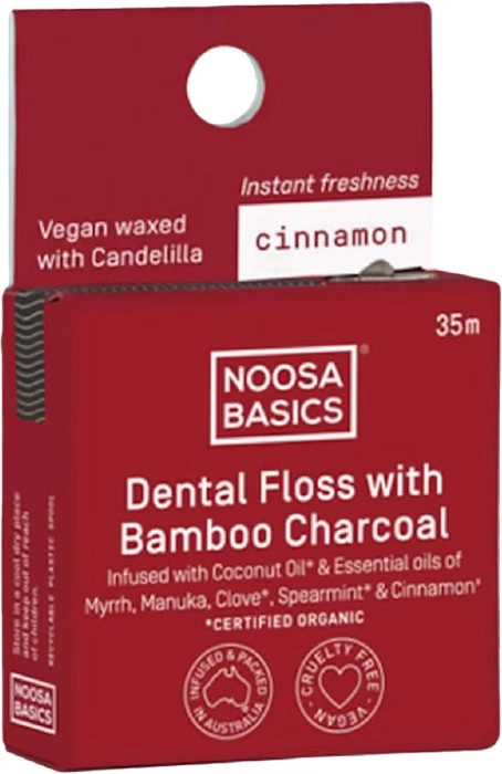 Noosa Basics Dental Floss with Bamboo Charcoal Cinnamon 35m