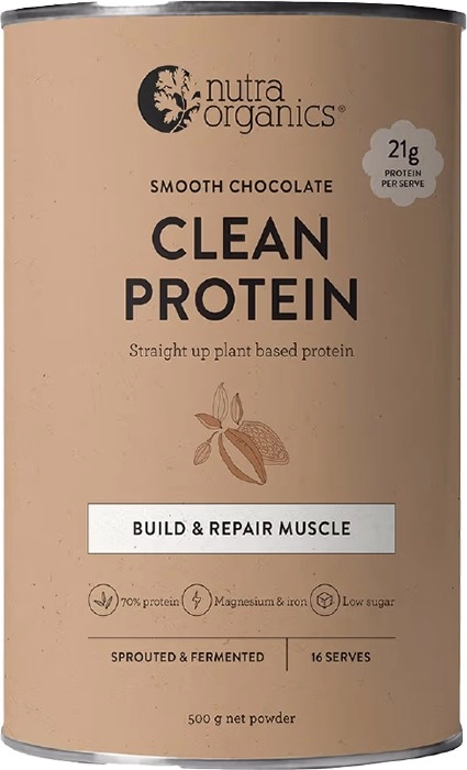 Nutra Organics Plant Based Clean Protein Smooth Chocolate 500g