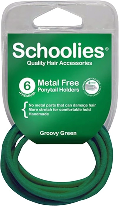 Schoolies #SC465 Metal Free Ponytail Holders Groovy Green 6 Pack