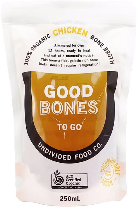 Undivided Food Co Good Bones To Go Certified Organic Chicken Bone Broth 250ml Pouch