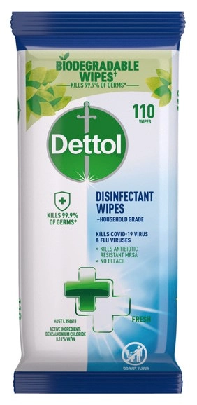 Dettol Disinfectant Wipes 110 Pack Selected Varieties*