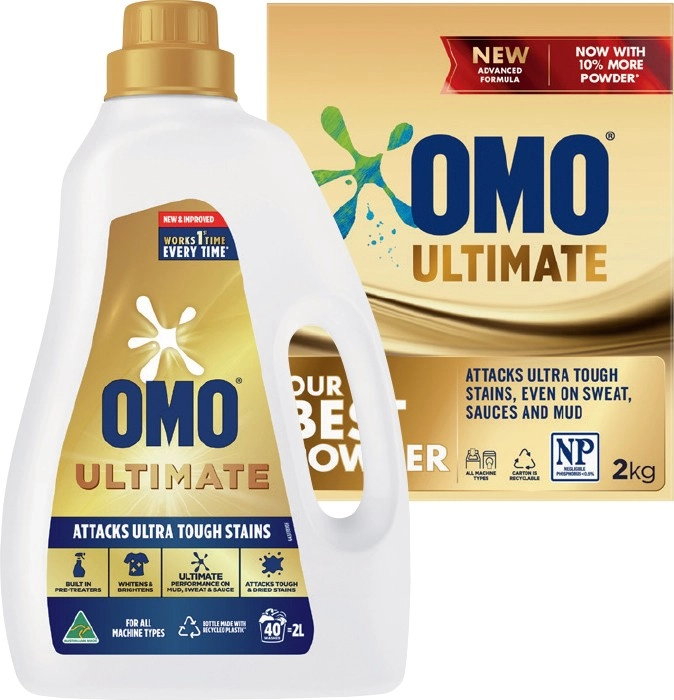 OMO Ultimate Laundry Liquid 2 Litre, Powder 2kg or Capsule 28 Pack Selected Varieties