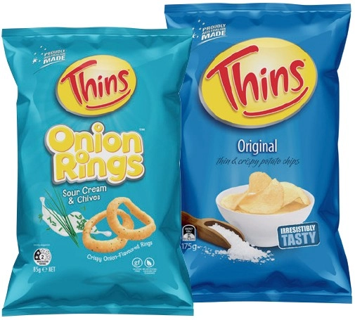 Thins Chips 150‑175g or Onion Rings 85g Selected Varieties