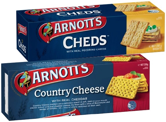 Arnott's Country Cheese, Cheds or Sesame Wheat Crackers 250g