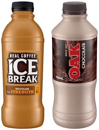 Ice Break Real Coffee or Oak Flavoured Milk 750mL Selected Varieties