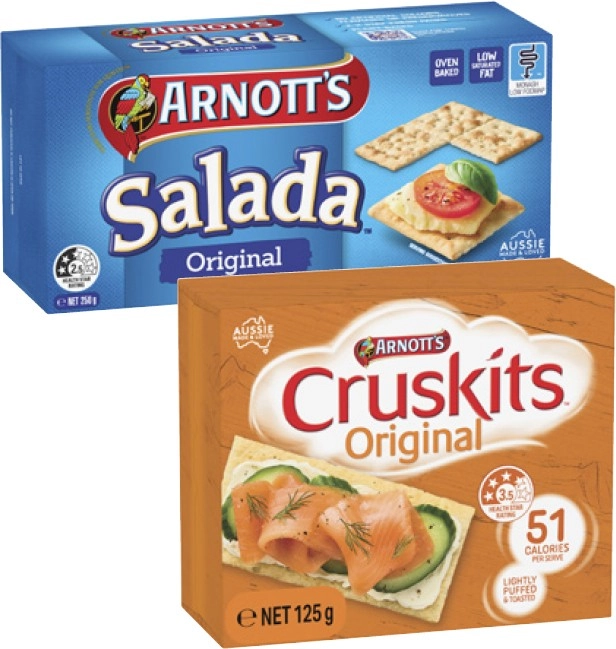 Arnott's Cruskits or Salada Crispbread 125g-250g