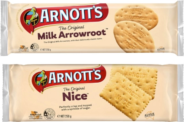 Arnott's Milk Arrowroot or Nice Biscuits 250g