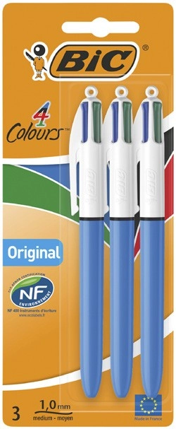 Bic 4 Colour Pen 3 Pack