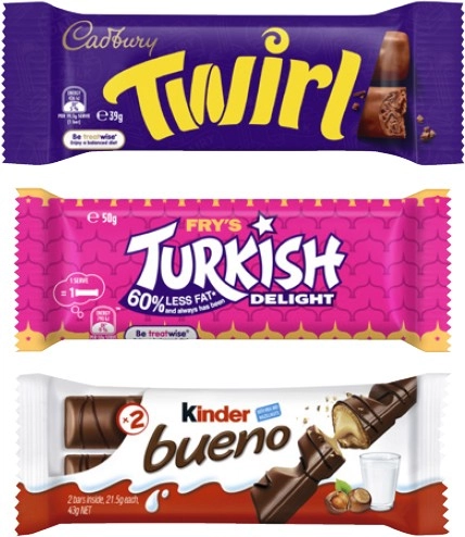 Cadbury Chocolate Bar 30g-55g or Kinder Bueno Bar 39g-43g