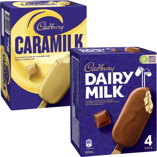 Cadbury Dairy Milk Sticks 4 Pack 360mL