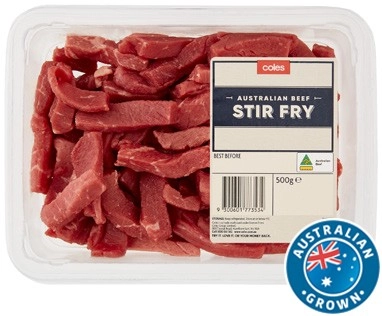 Coles Australian No Added Hormones Beef Stir Fry 500g