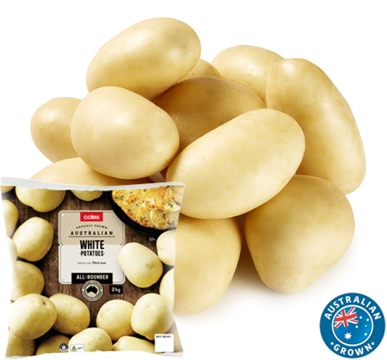 Coles Australian Washed White Potatoes 2kg Bag