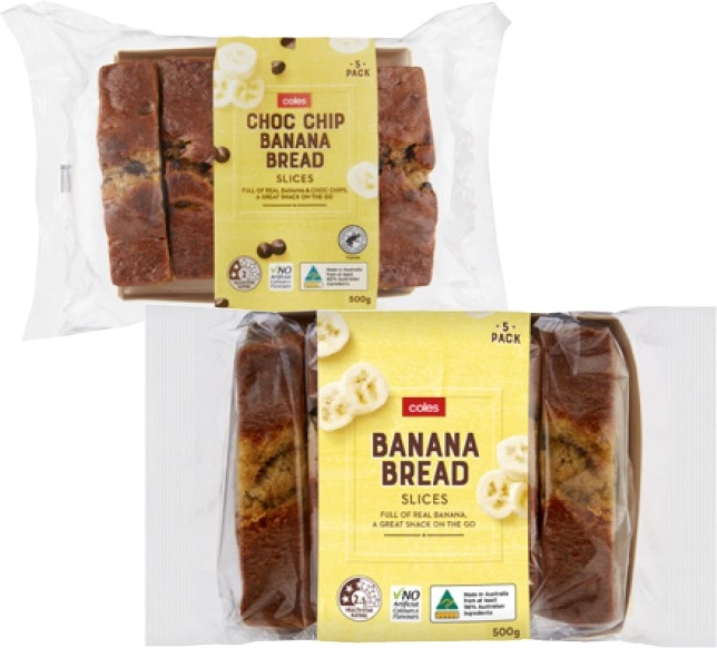 Coles Banana Bread or Cake Slices 5 Pack 500g