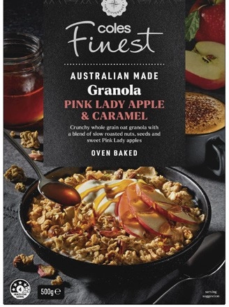 Coles Finest Granola Apple & Caramel 500g