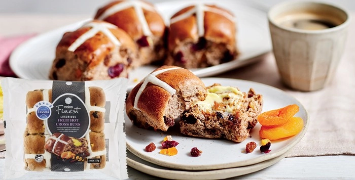 Coles Finest Luxurious Fruit Hot Cross Buns 4 Pack 320g