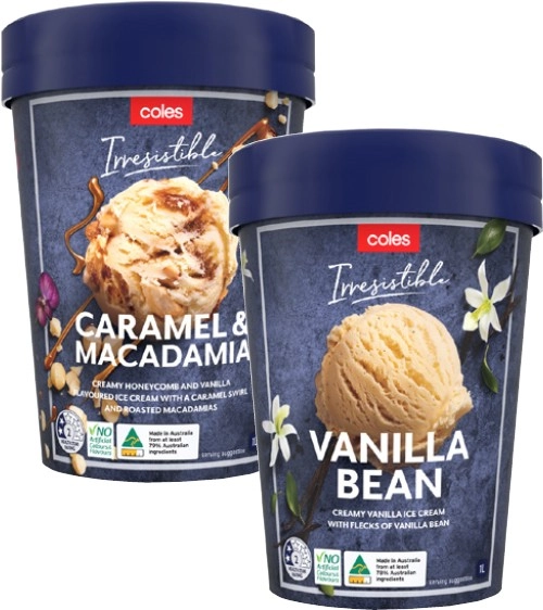 Coles Irresistible Ice Cream 1 Litre