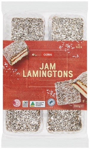 Coles Jam Lamingtons 6 Pack 350g