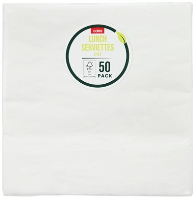 Coles Lunch Serviettes 50 Pack