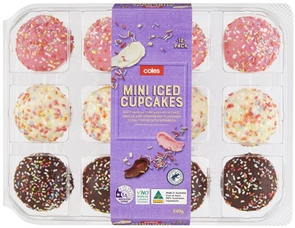 Coles Mini Iced Cupcakes 240g