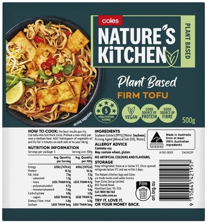 Coles Nature's Kitchen Tofu 500g