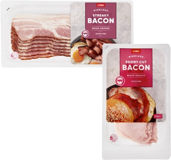 Coles Rindless Short Cut or Streaky Bacon 200g