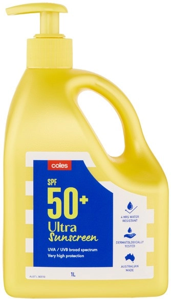 Coles Ultra Sunscreen Pump SPF50+ 1 Litre^