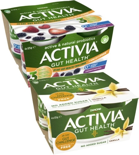 Danone Activia Probiotics No Added Sugar Yoghurt 4x125g