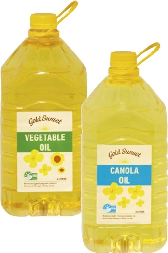 Gold Sunset Canola or Vegetable Oil 4 Litre