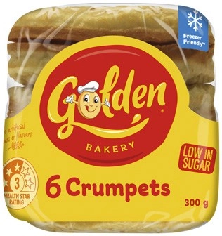 Golden Crumpet Rounds 6 Pack 300g